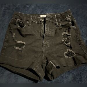 black jean shorts
